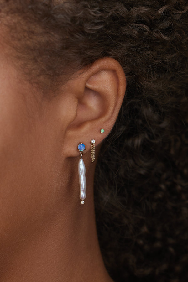 Stem Pearl and Opal Earring - Single