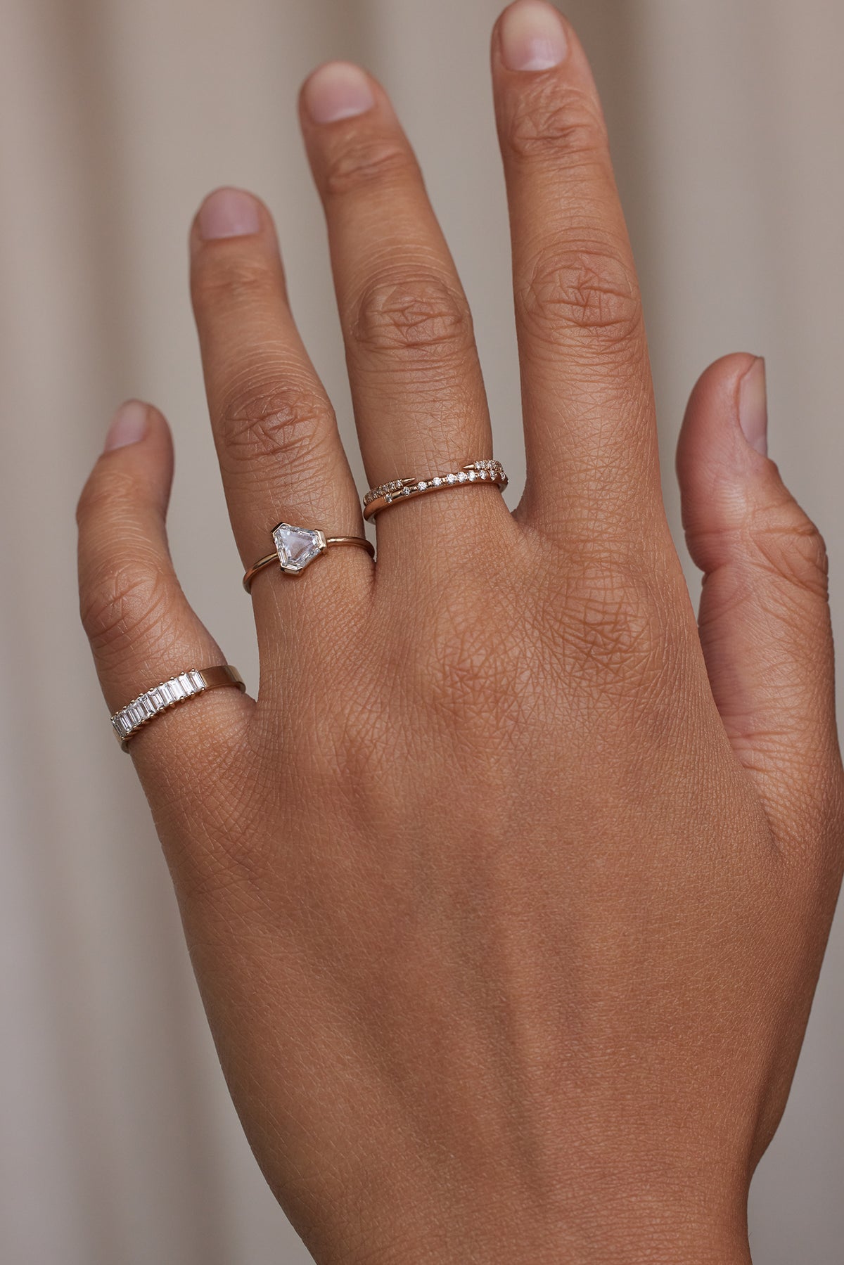Triangular Step Cut White Diamond Solitaire Ring No. 2