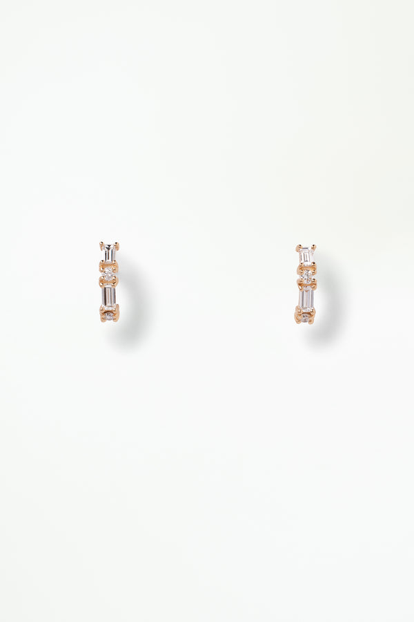 Diamond Pillar Huggie Earring - Single