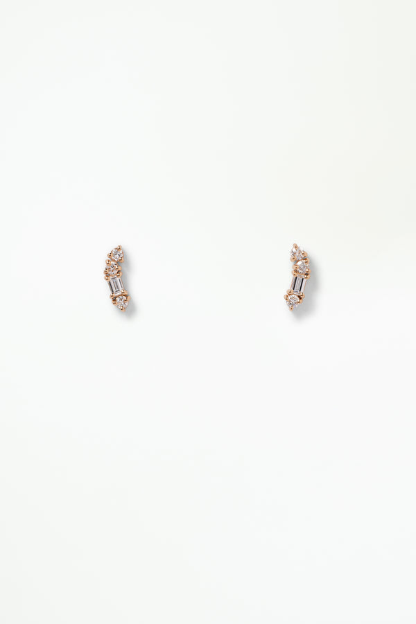 Diamond Pillar Crescent Earring - Single