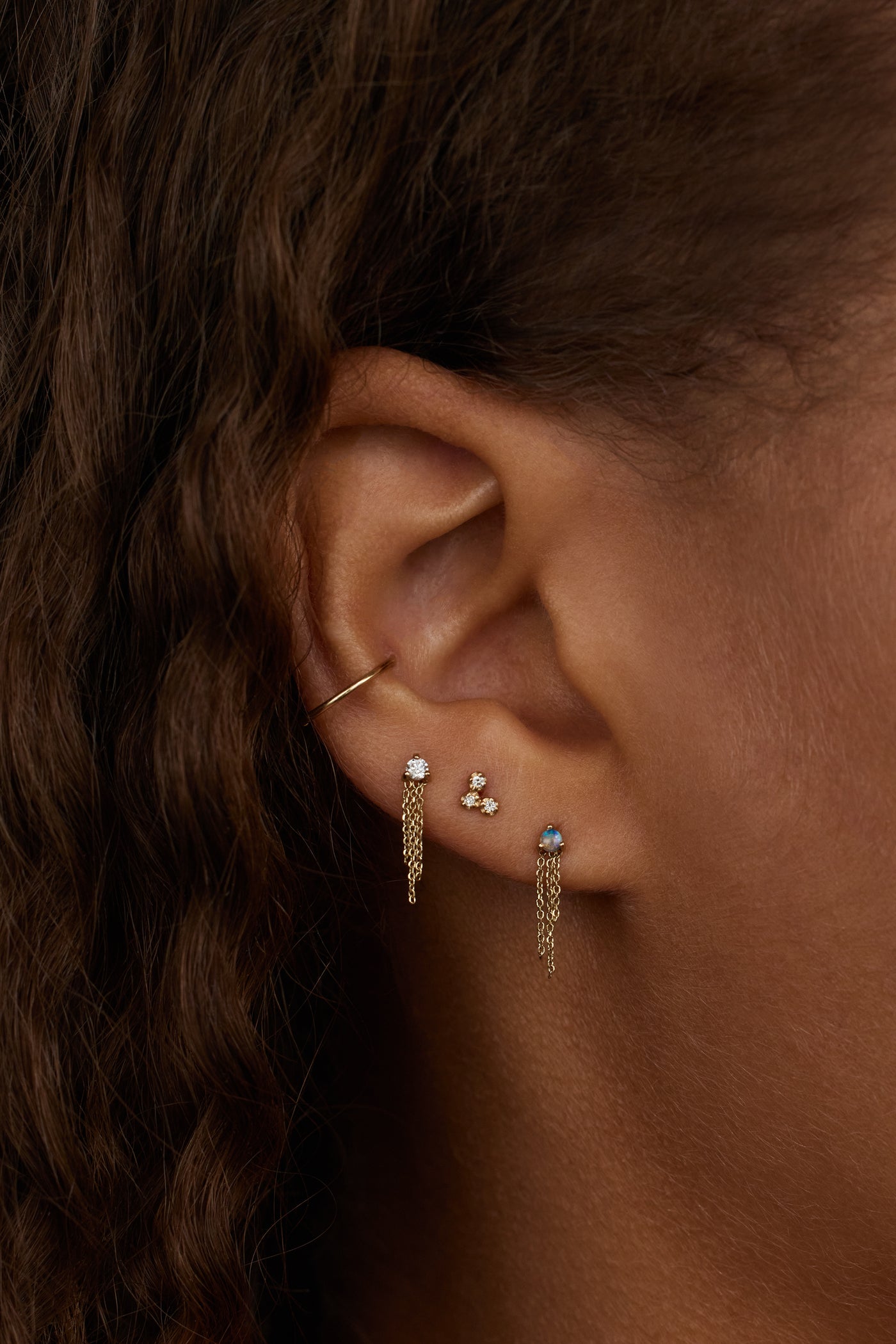 Opal Mist Earring - Flat Back - Single