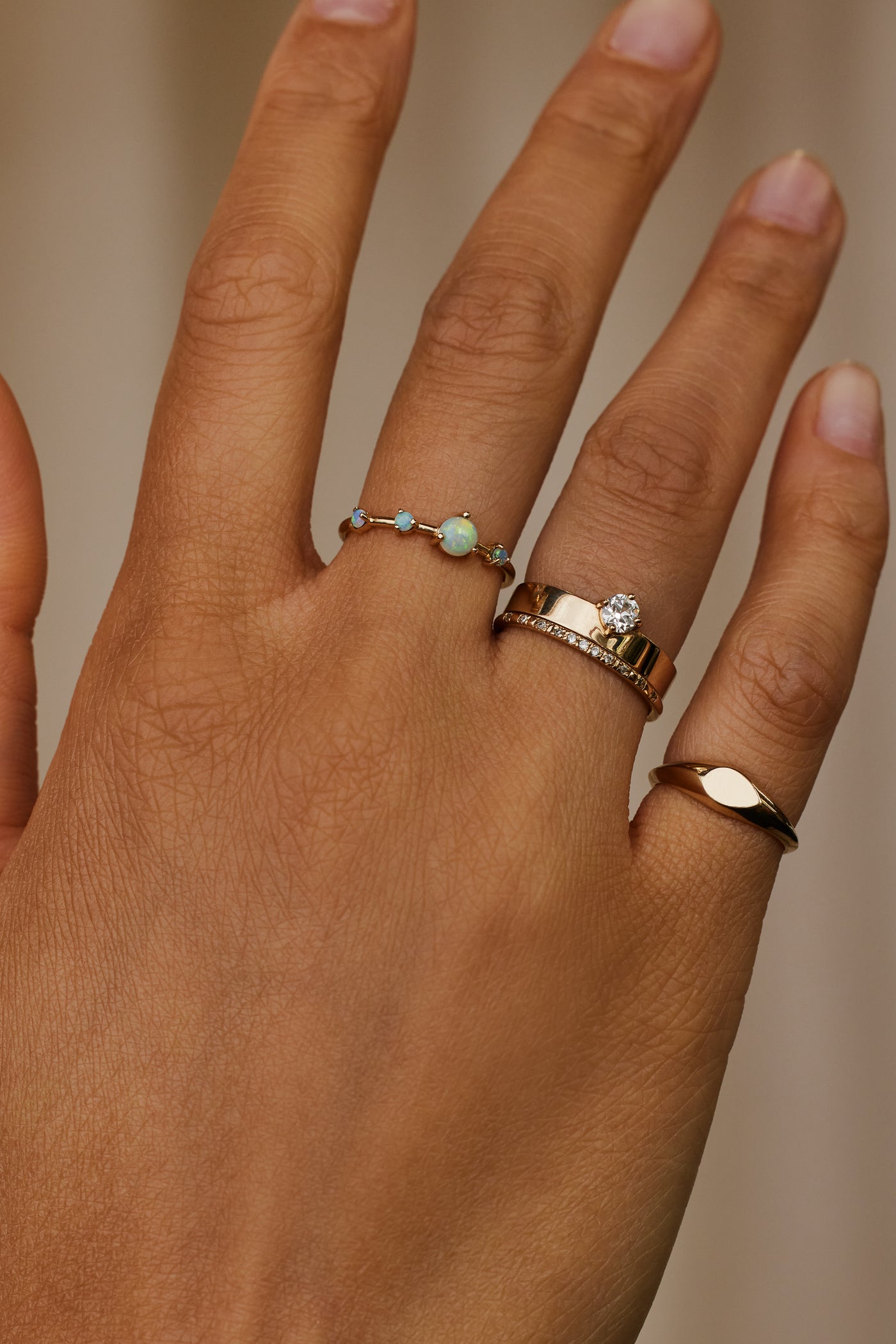 Large Four-Step Opal Ring