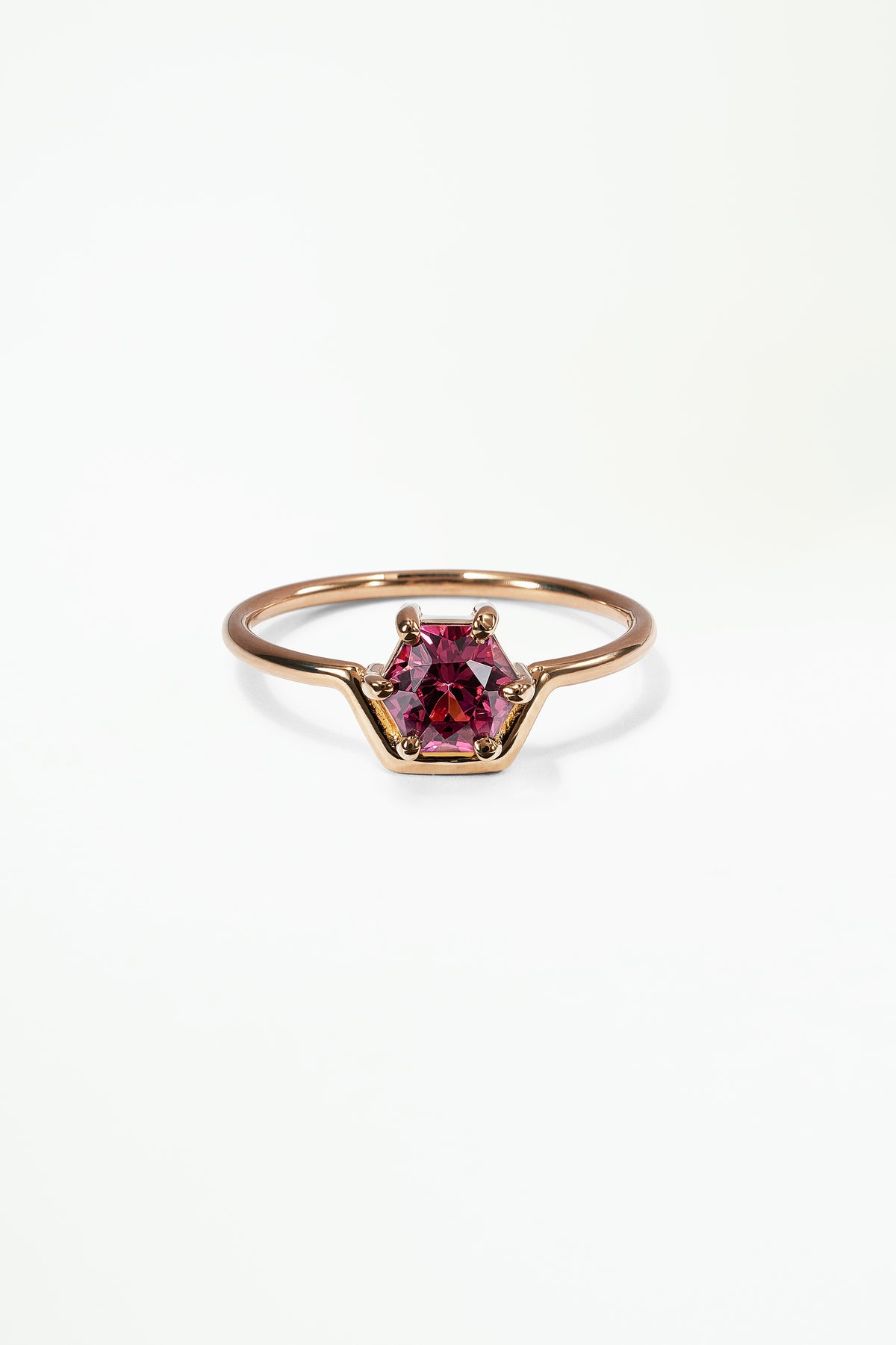 Hexagon Cut Garnet Nestled Ring No. 7