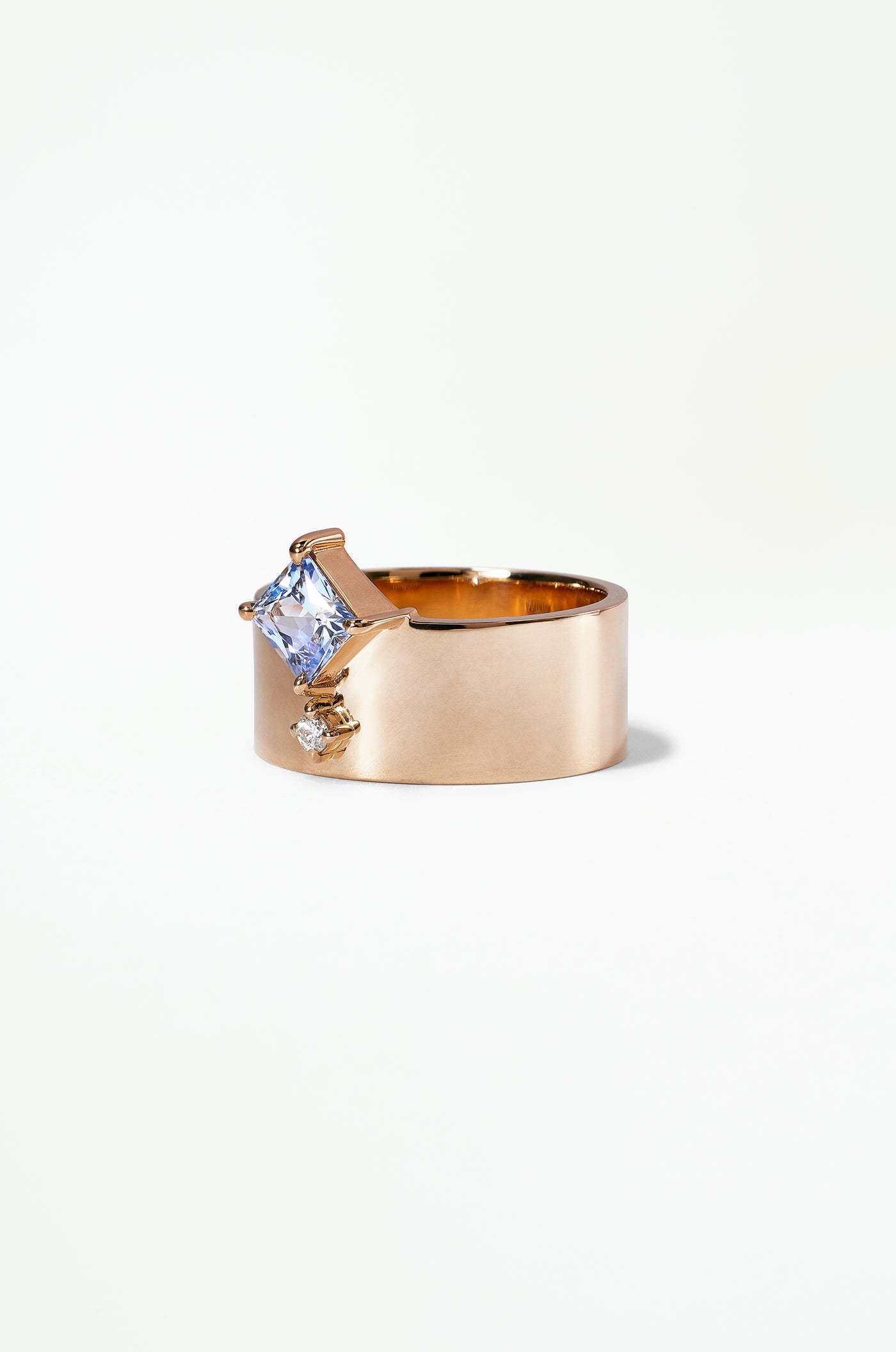 One of a Kind Princess Cut Sapphire and Diamond Bricolage Ring No. 21