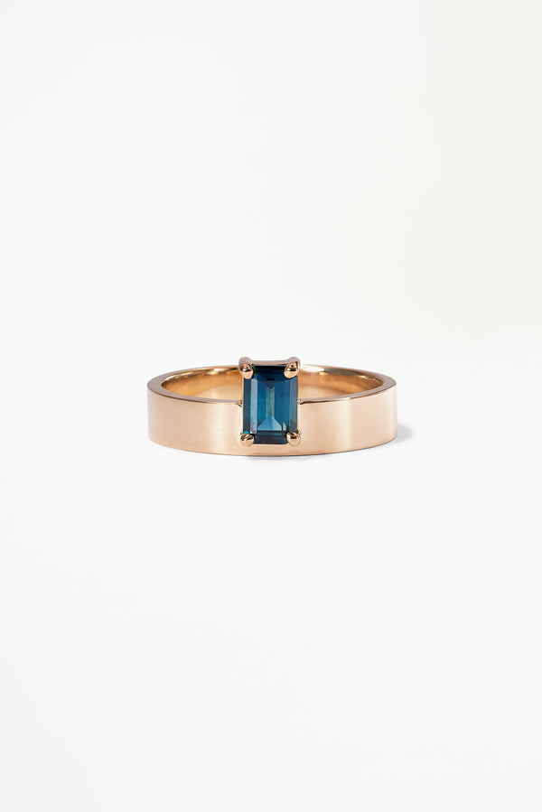 Medium Vertical Emerald Cut Sapphire Monolith Ring