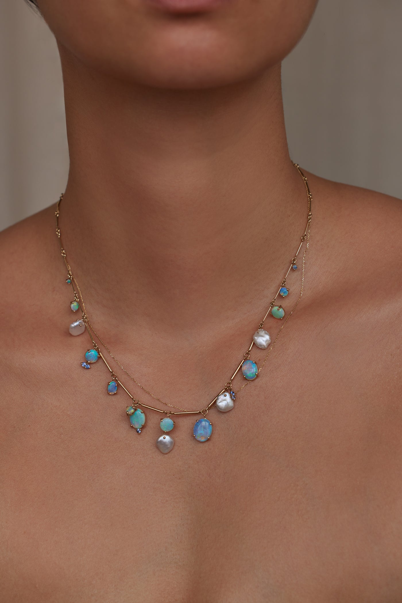 One of a Kind Opal and Pearl Token Necklace No. 3