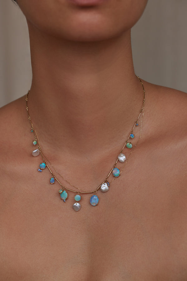 One of a Kind Opal and Pearl Token Necklace No. 3