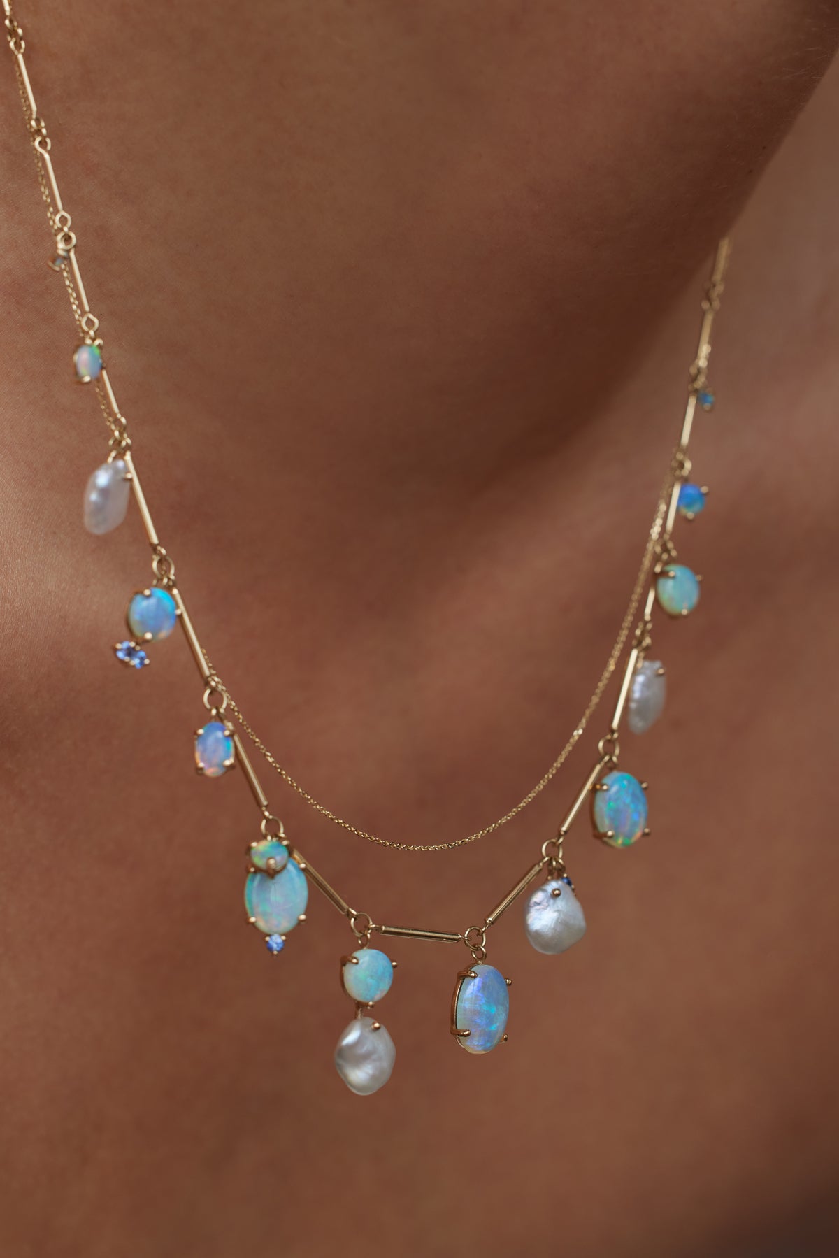 Opal and Pearl Token Necklace No. 3