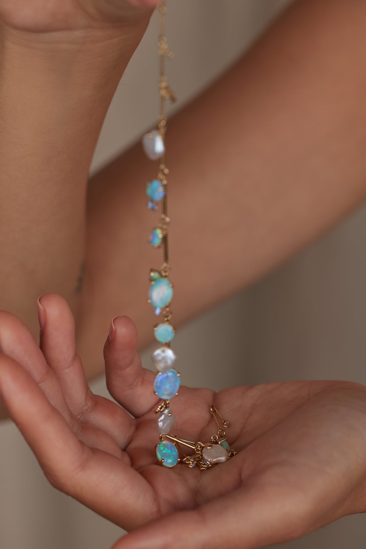 Opal and Pearl Token Necklace No. 3