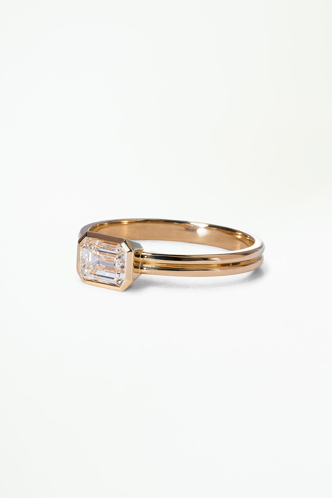 One of a Kind Emerald Cut Diamond Solitaire Ring No. 5