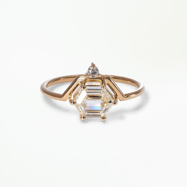 One of a Kind Hexagon Cut Diamond Nestled Ring No. 20