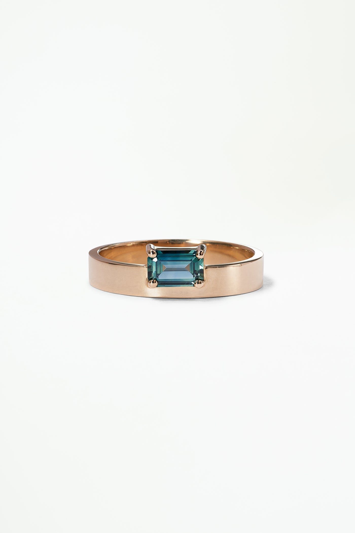 Medium Horizontal Emerald Cut Sapphire Monolith Ring