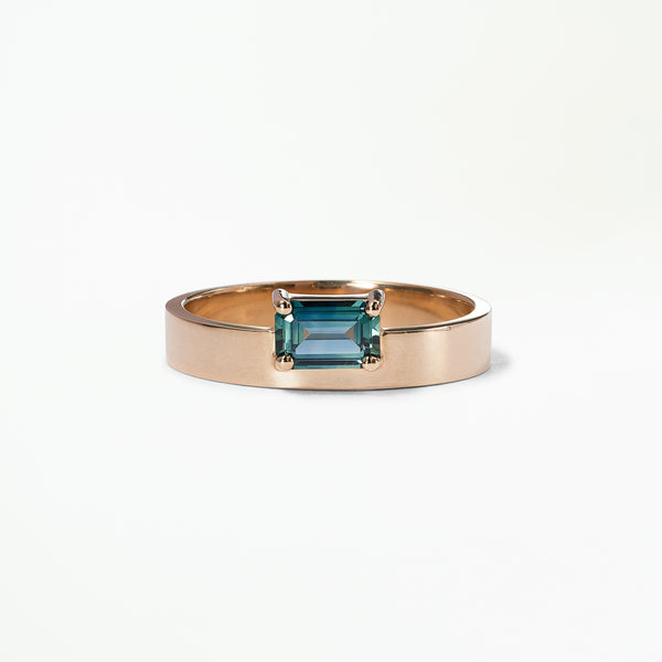 Medium Horizontal Emerald Cut Sapphire Monolith Ring