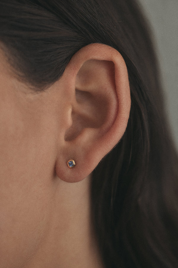 Asscher Sapphire Stud -  Single