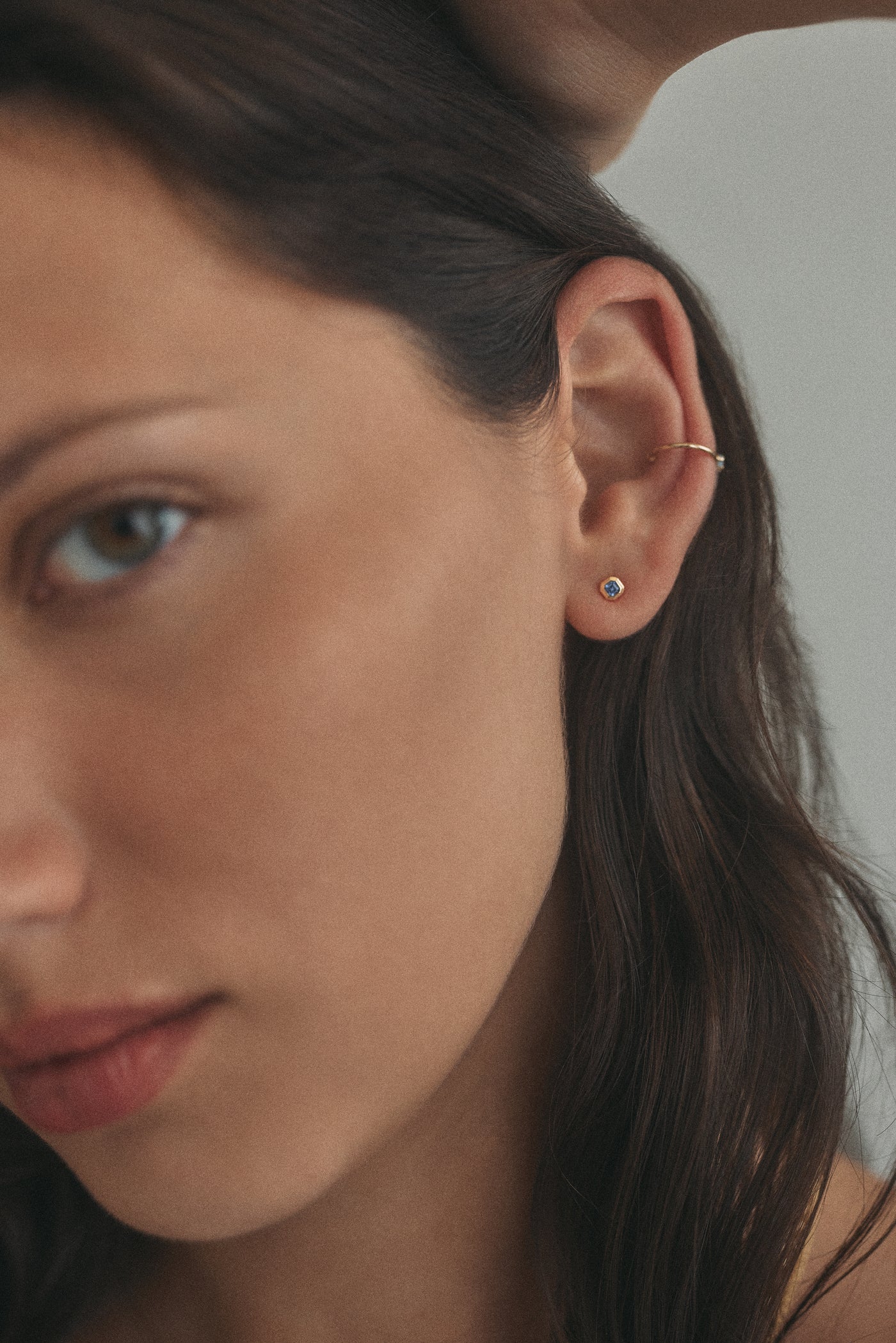 Asscher Sapphire Stud -  Single