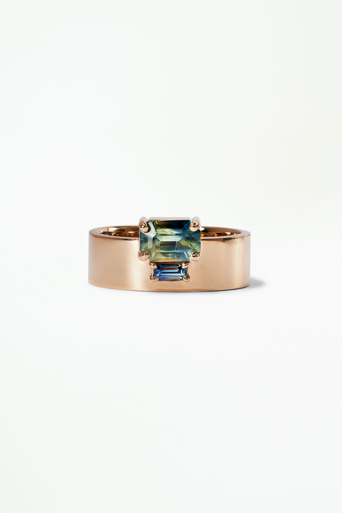 Emerald and Baguette Cut Sapphire Bricolage Ring No. 15