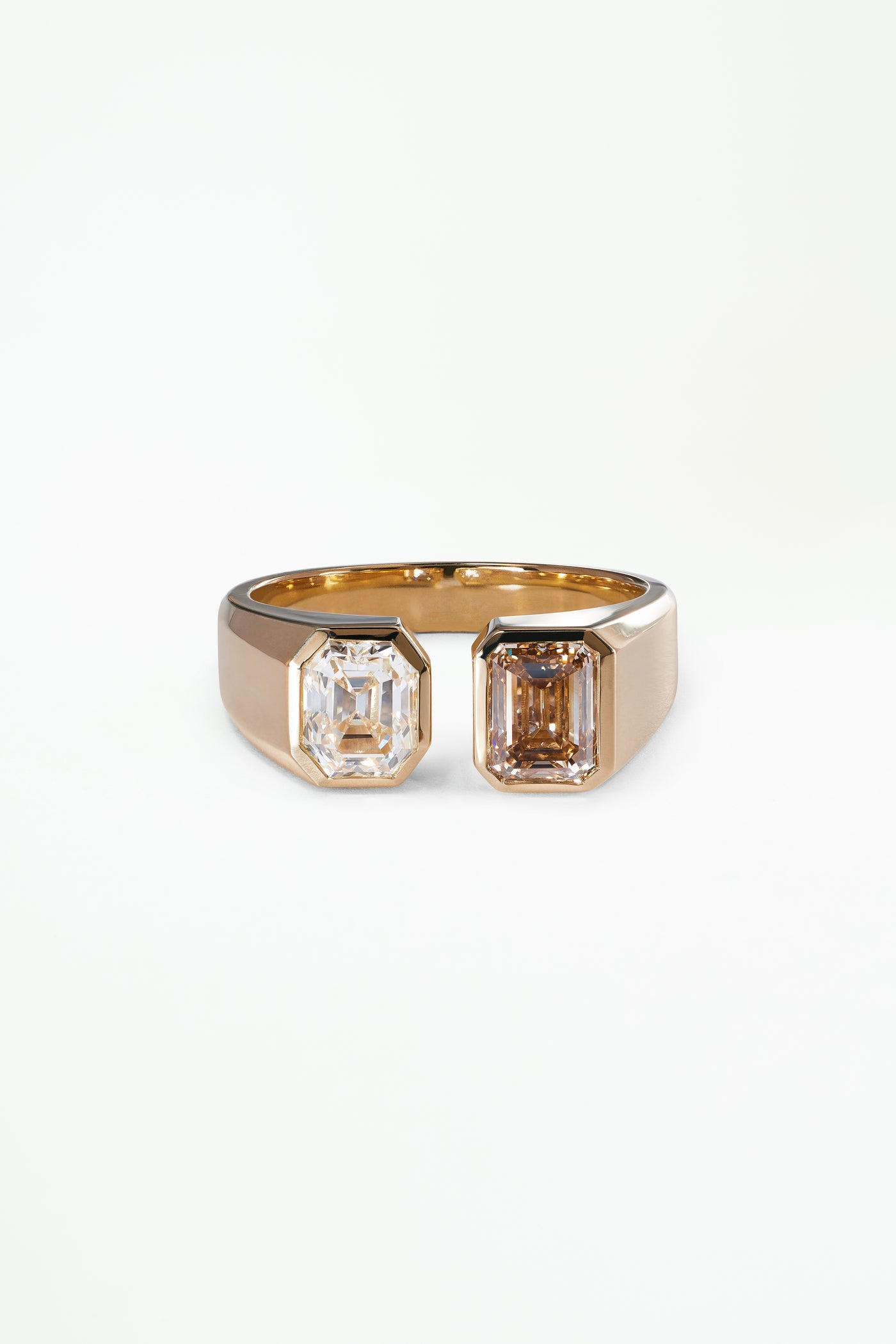 One of a Kind Emerald Cut Diamond Dyad Signet Ring No. 20