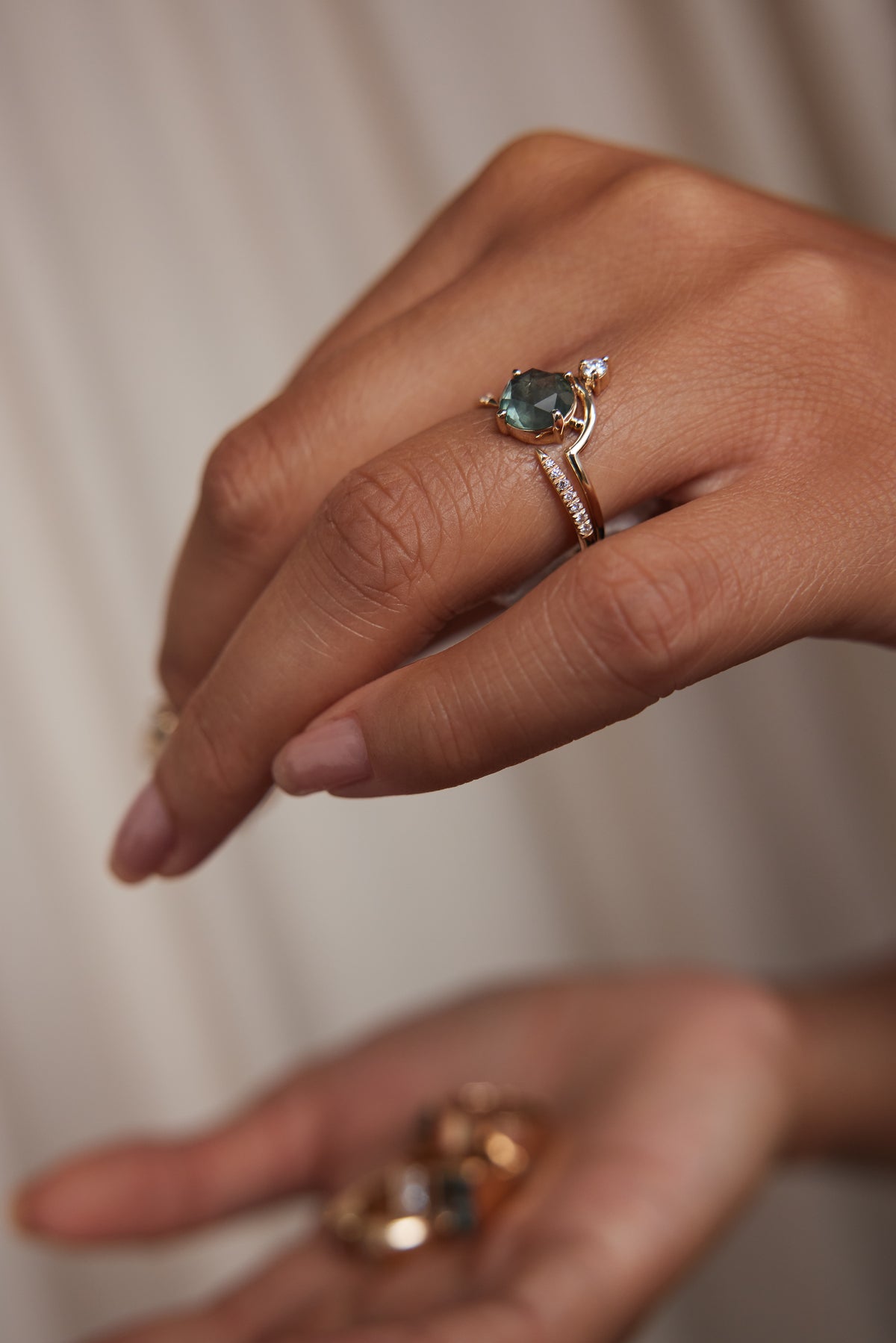 Rose Cut Sapphire Nestled Ring No. 21