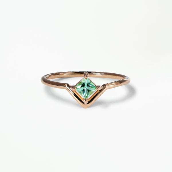 Medium Princess Cut Seafoam Tourmaline Nestled Ring