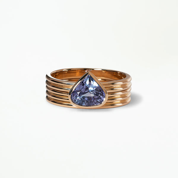One Of A Kind Ridge Ring Set - Pear Cut Sapphire