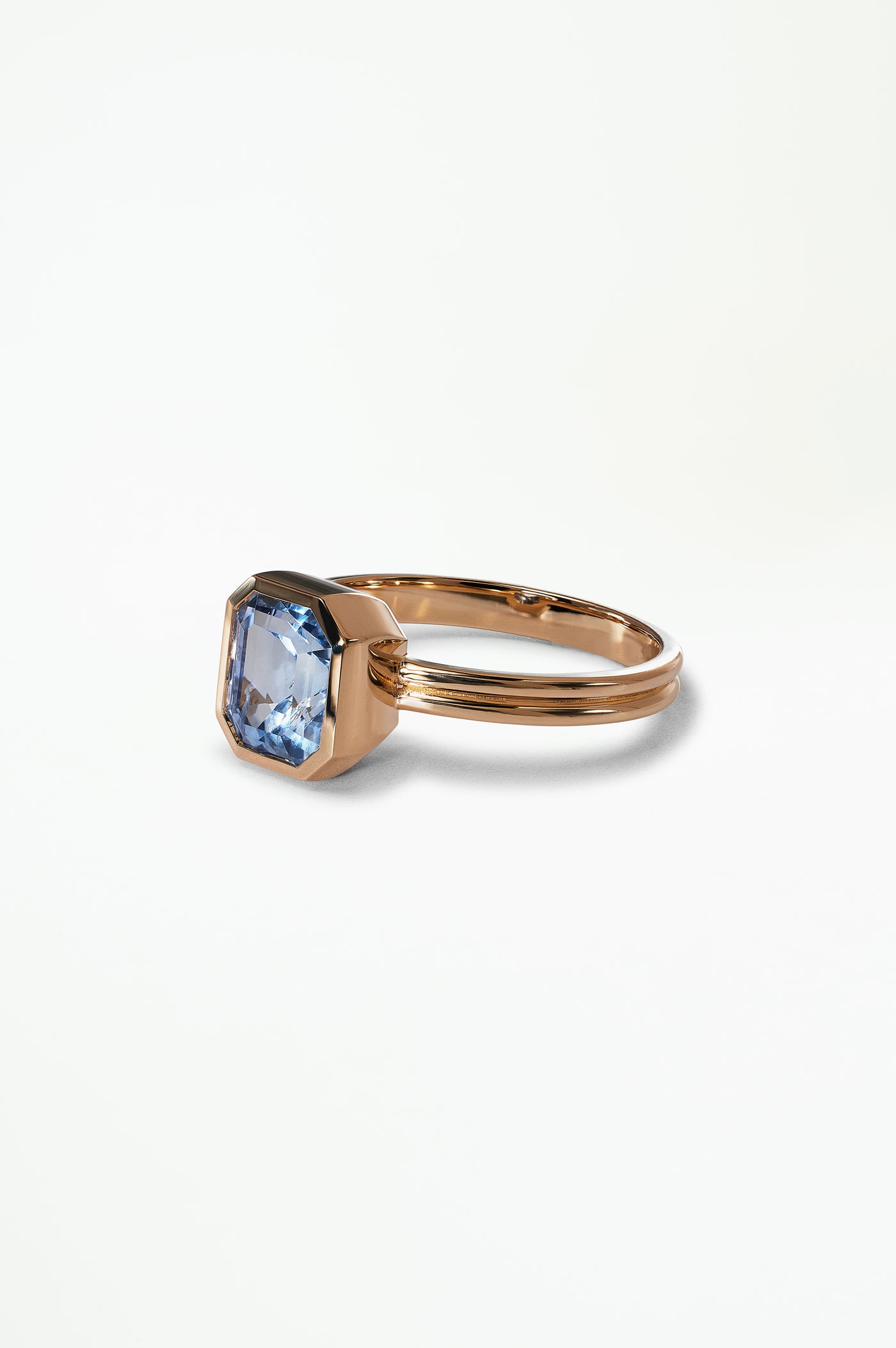 One of a Kind Ridge Ring Set - Radiant Cut Sapphire