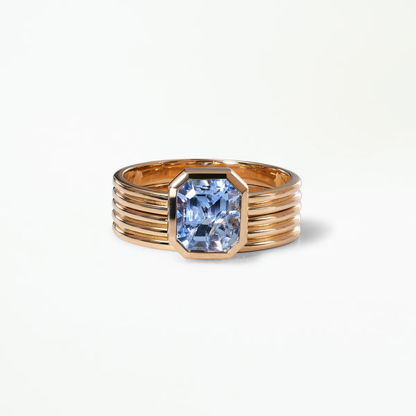 One of a Kind Ridge Ring Set - Radiant Cut Sapphire