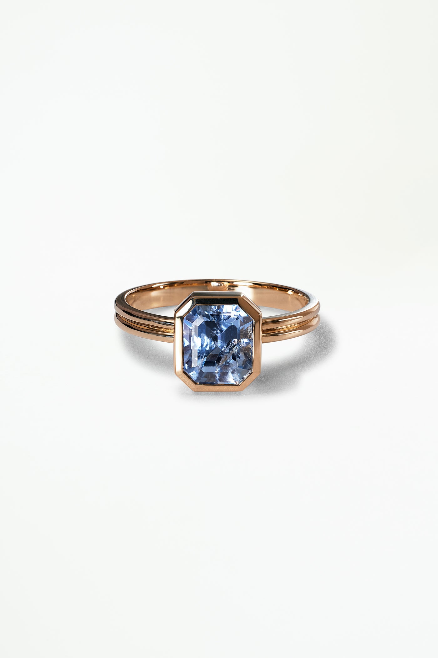 One of a Kind Ridge Ring Set - Radiant Cut Sapphire
