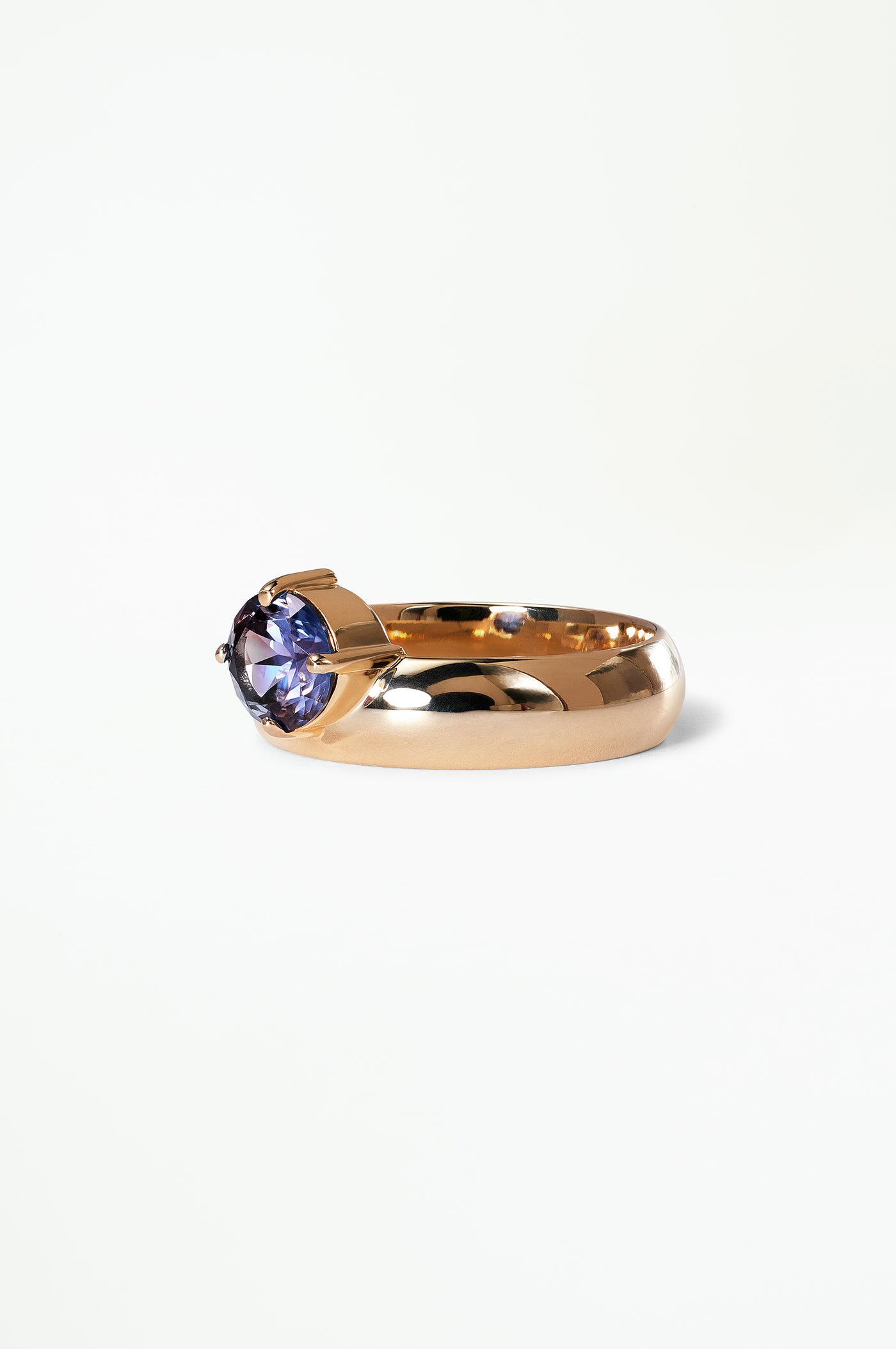 One Of A Kind Round Cut Sapphire Dome Monolith