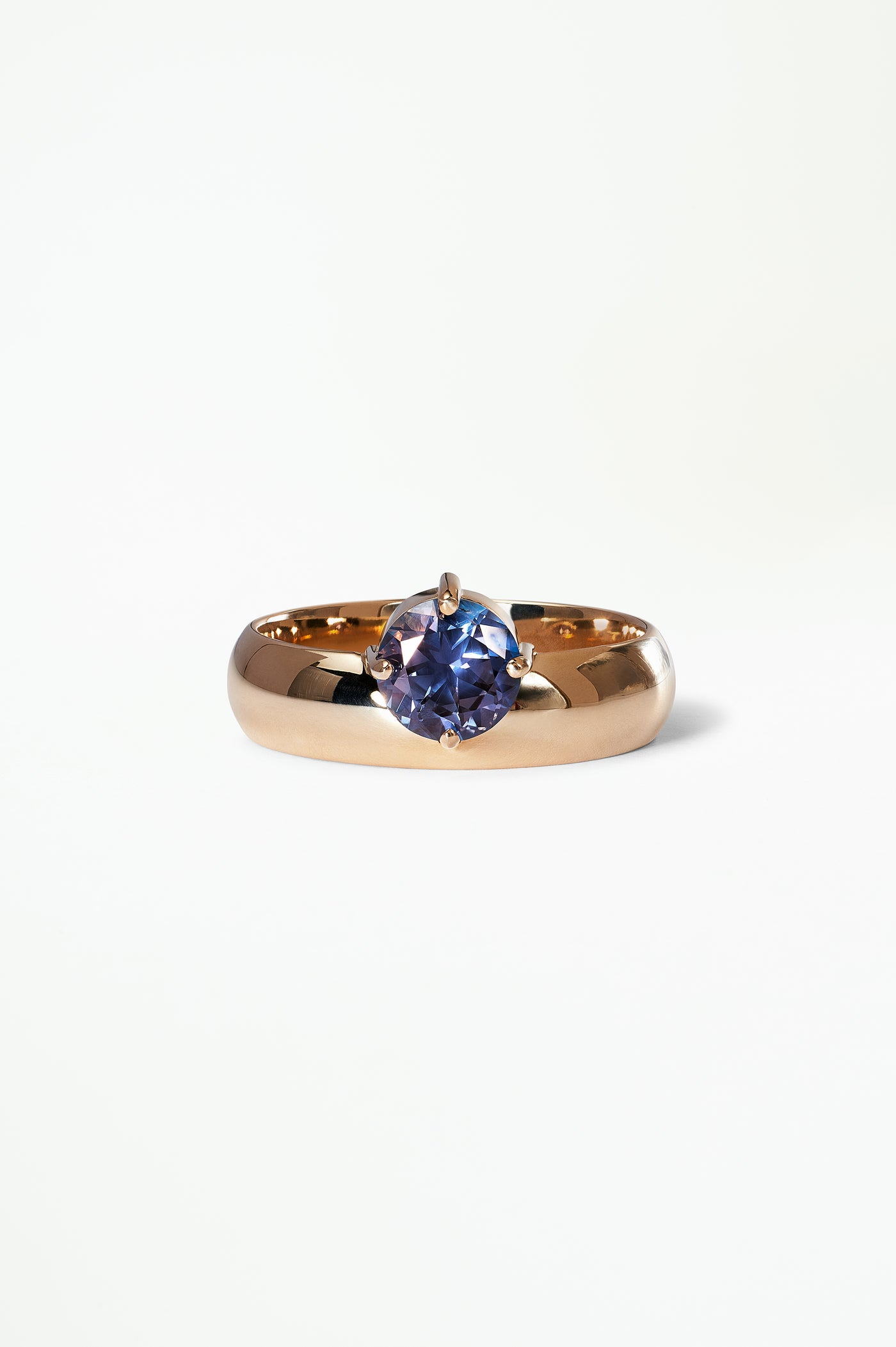 One Of A Kind Round Cut Sapphire Dome Monolith