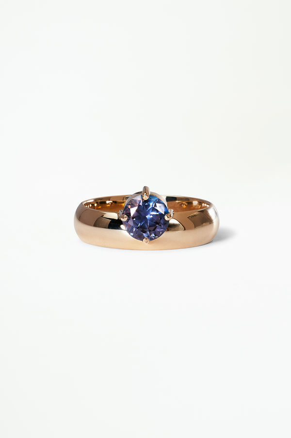 One Of A Kind Round Cut Sapphire Dome Monolith