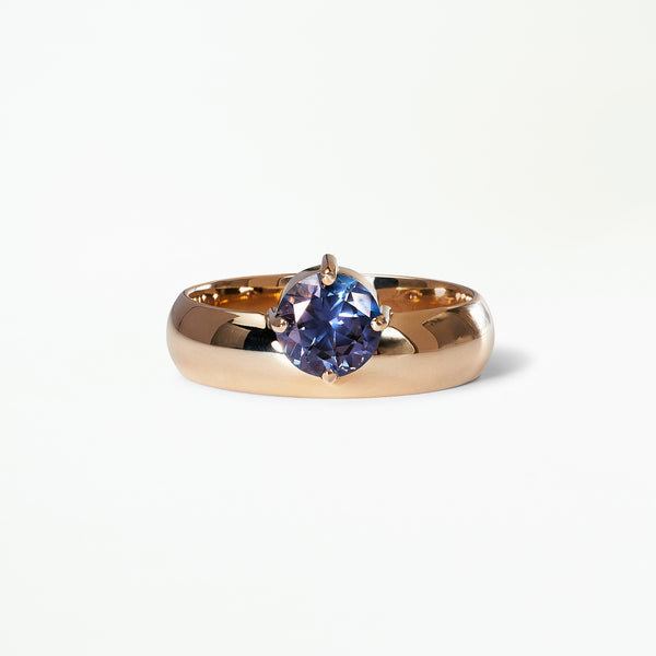 One Of A Kind Round Cut Sapphire Dome Monolith