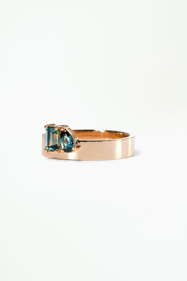 Emerald and Pear Cut Sapphire Bricolage Ring