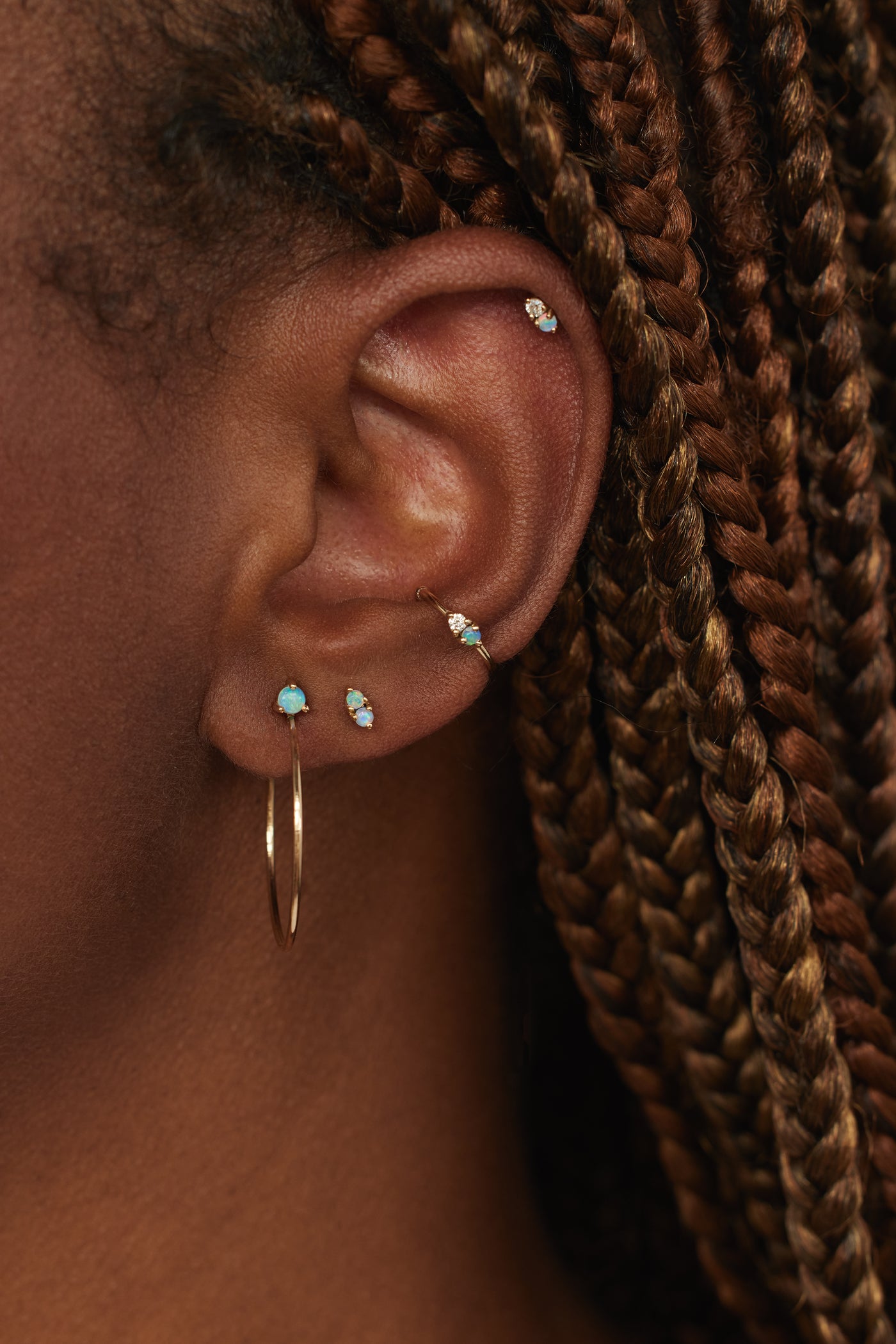 Opal and Diamond Two-Step Ear Cuff