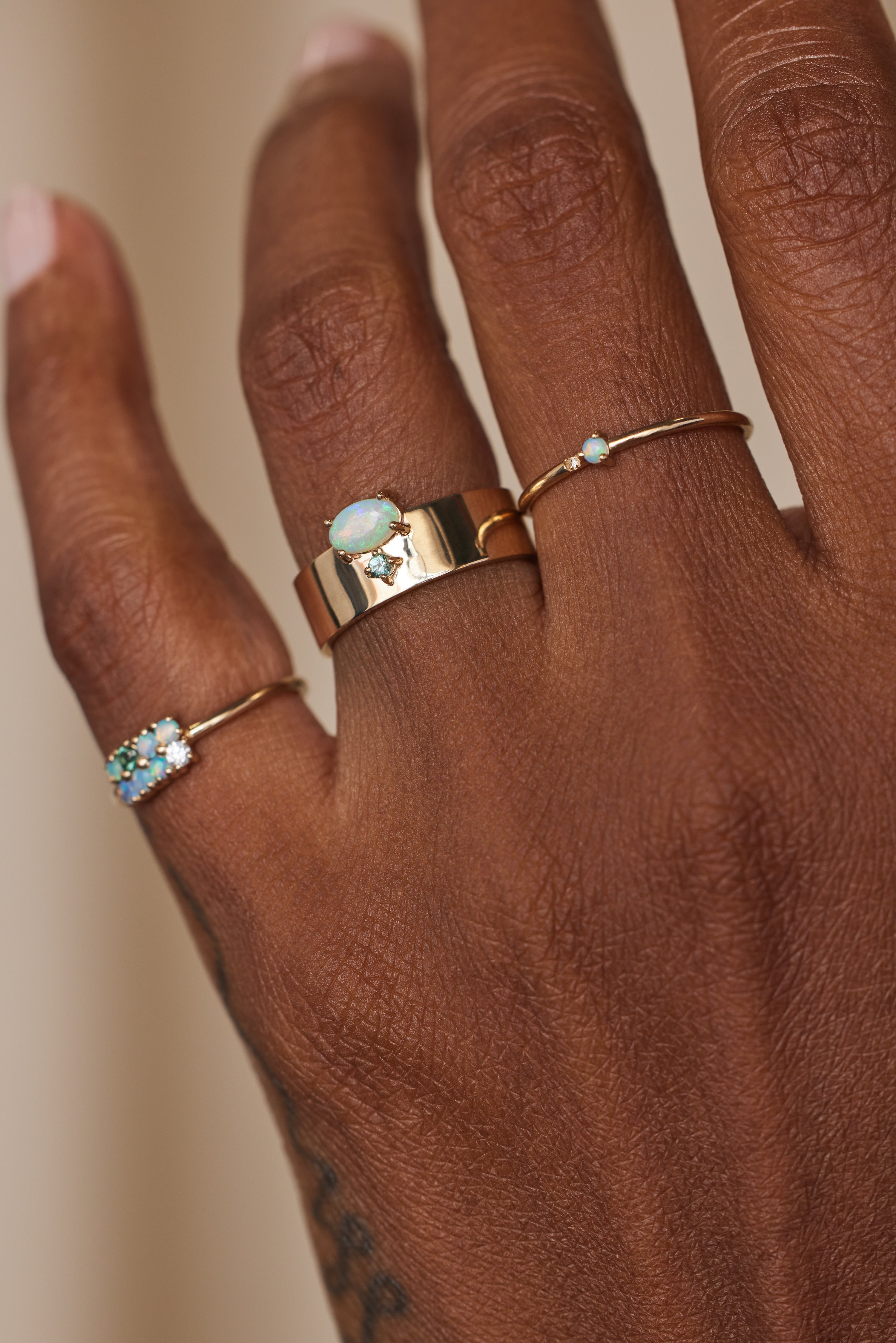 Opal and Tourmaline Bricolage Ring