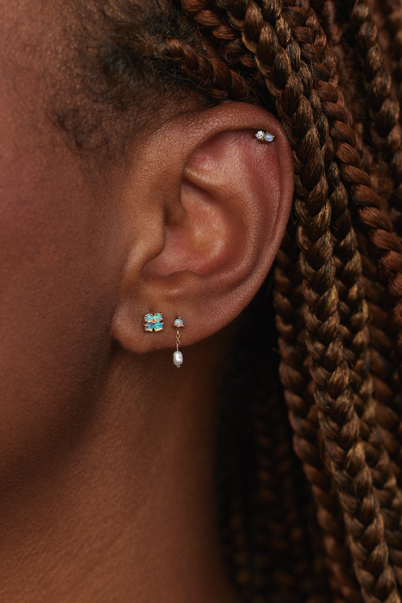 Small Opal Lattice Earring - Single