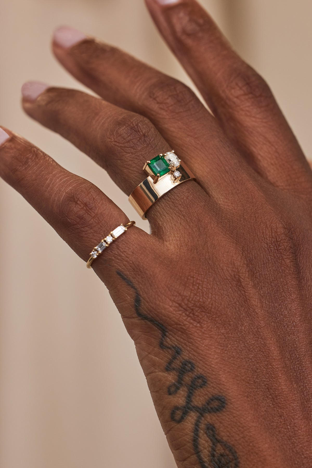 Diamond and Emerald Bricolage Ring No. 19