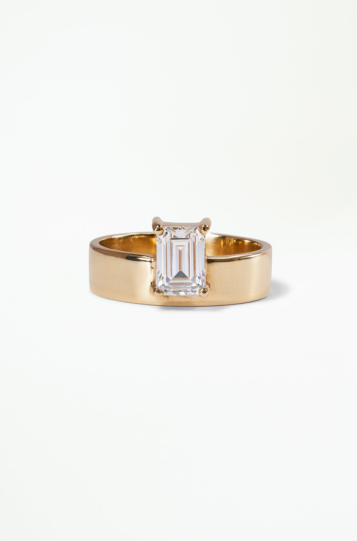 Large Vertical Emerald Cut Monolith Ring