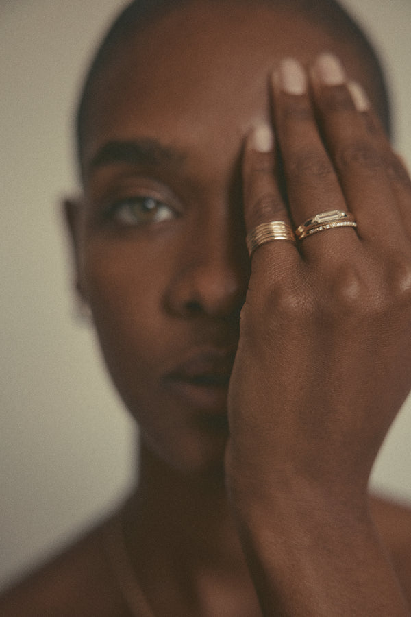 One Of A Kind Hex Cut Diamond Soft Signet No.3