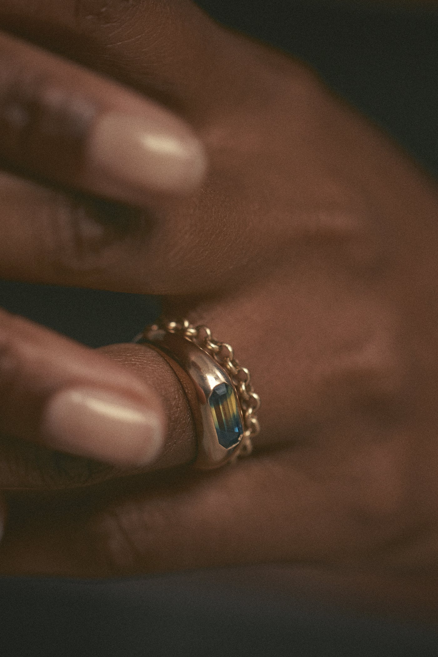 One Of A Kind Emerald Cut Sapphire Soft Signet No. 1