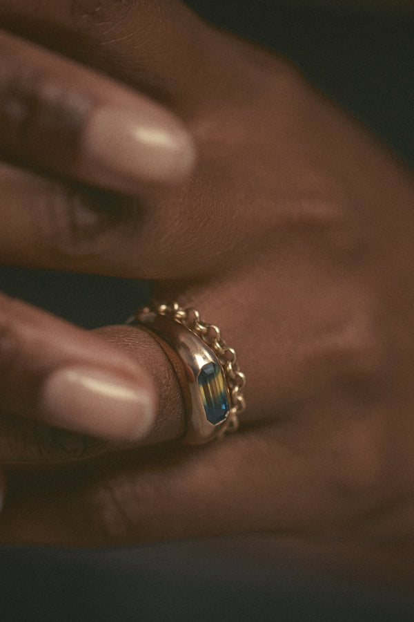 One Of A Kind Emerald Cut Sapphire Soft Signet No. 1