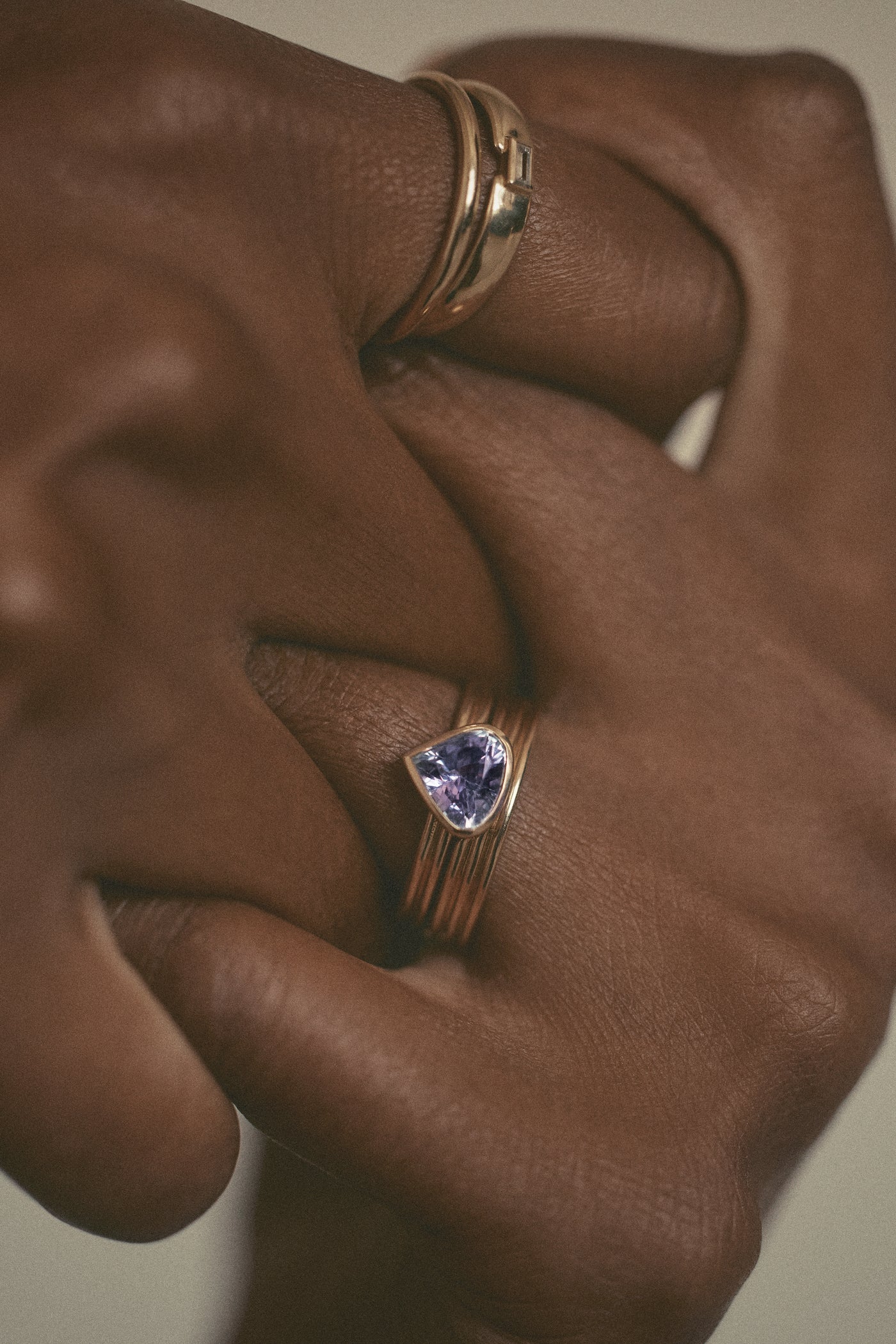 One Of A Kind Ridge Ring Set - Pear Cut Sapphire