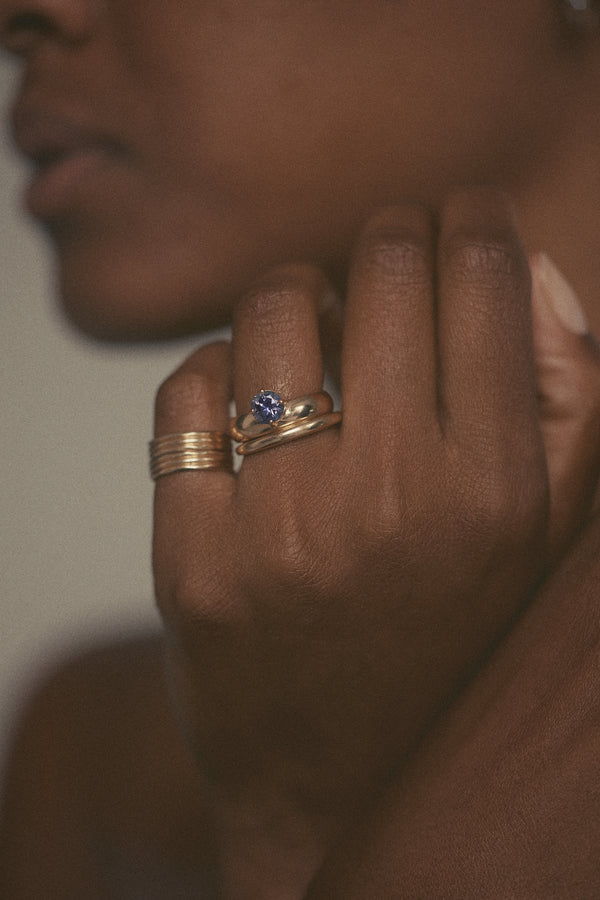 One Of A Kind Round Cut Sapphire Dome Monolith