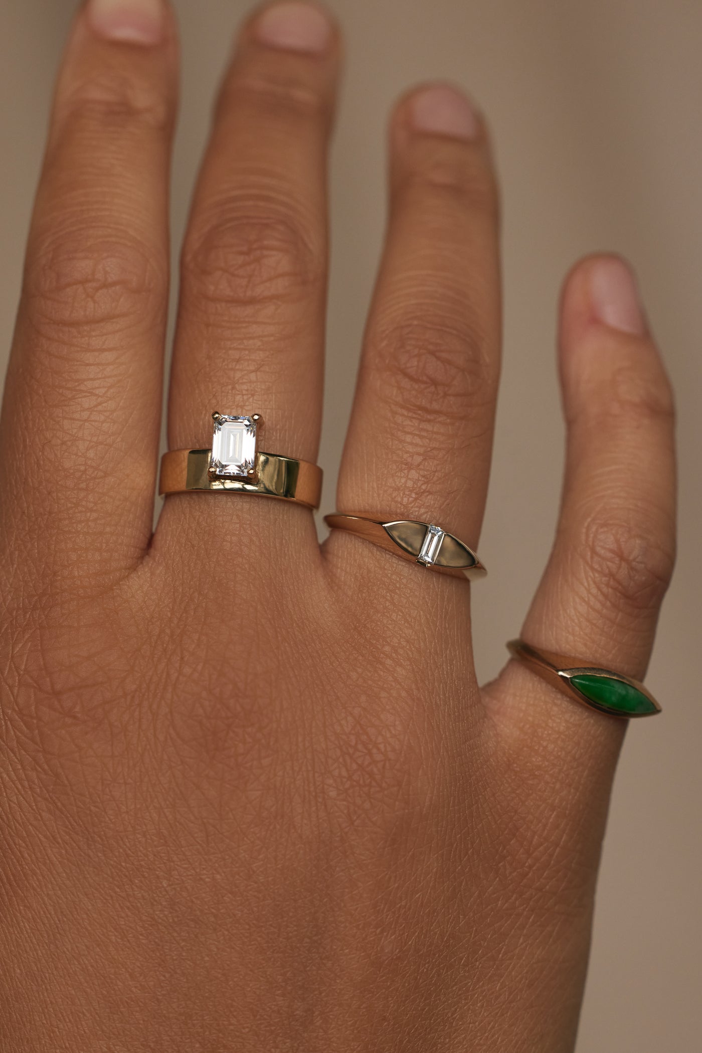 Baguette Diamond Split Signet Ring
