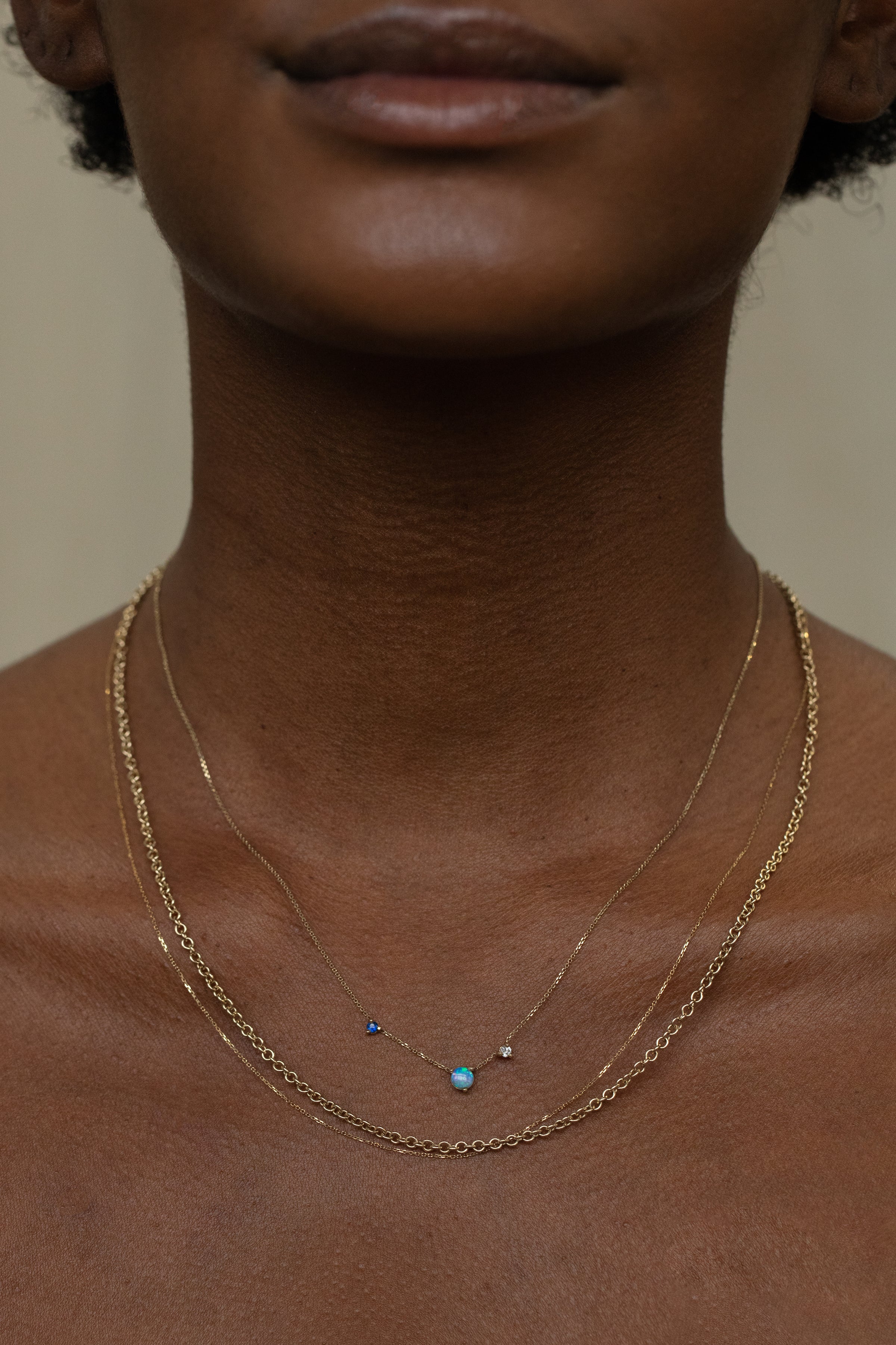 WWAKE Linear Mixed Stone Chain Necklace