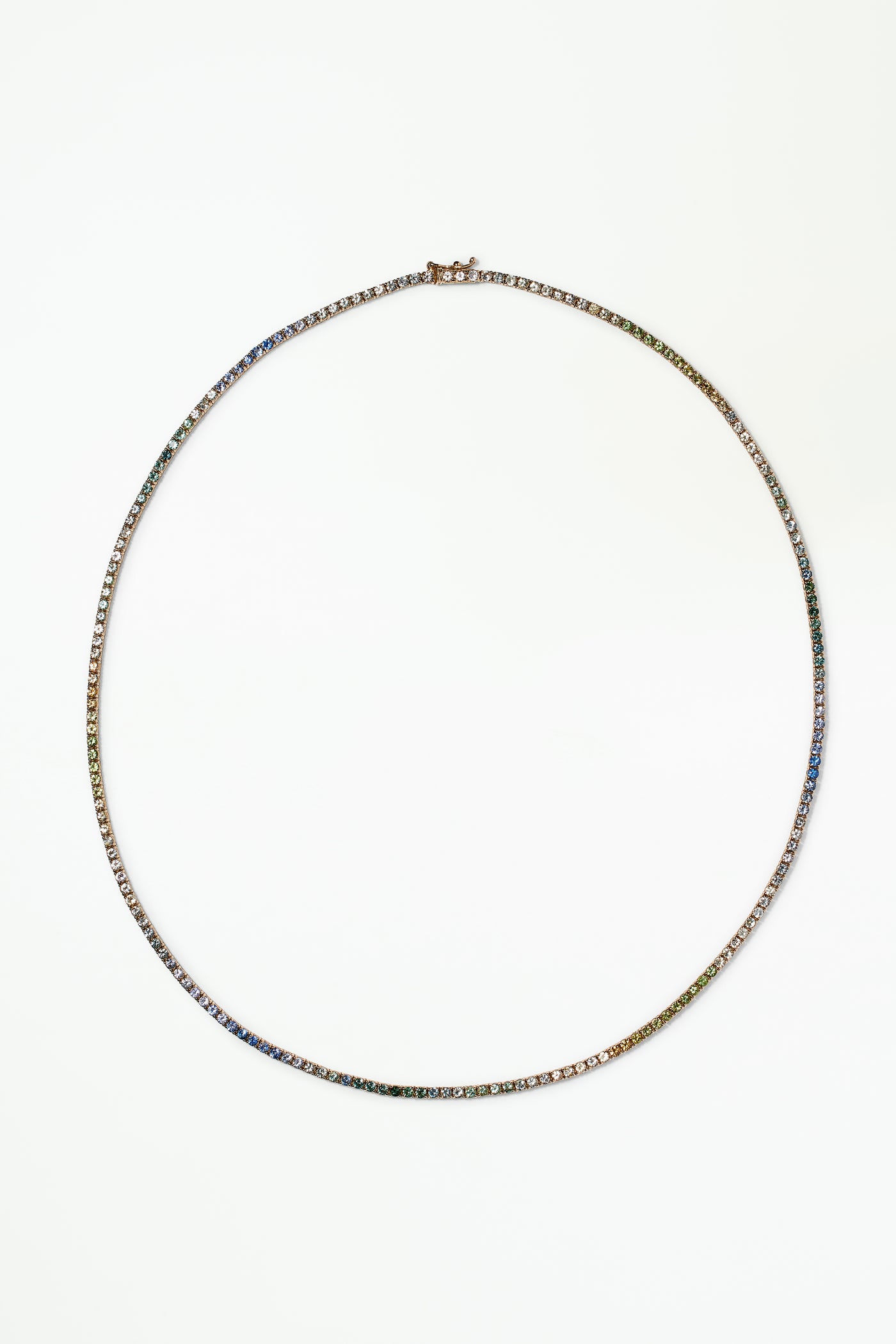 One of a Kind Sapphire & Tourmaline Tennis Necklace