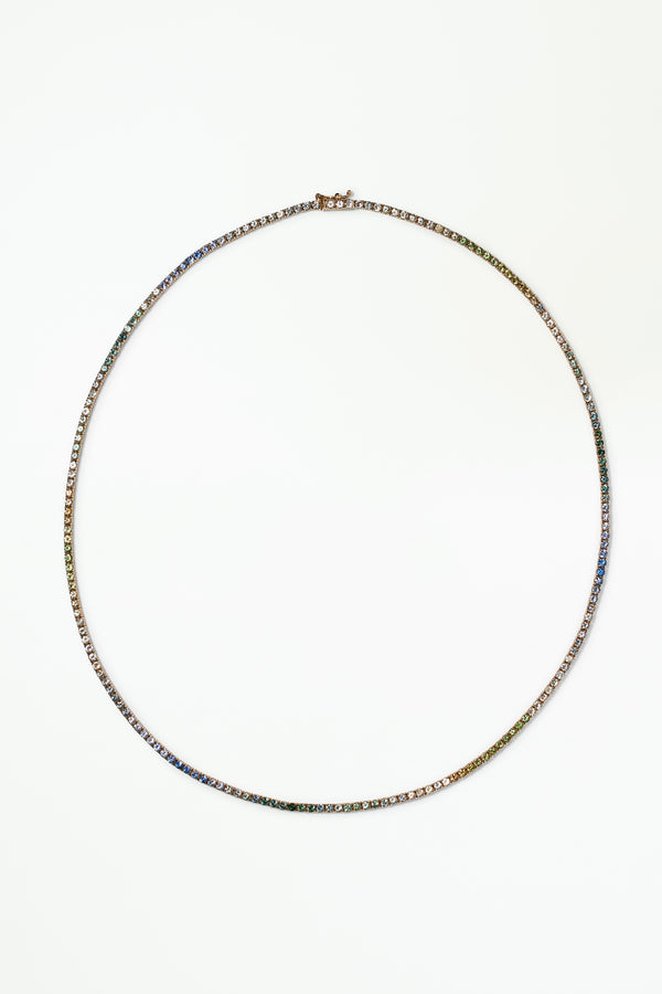 One of a Kind Sapphire & Tourmaline Tennis Necklace