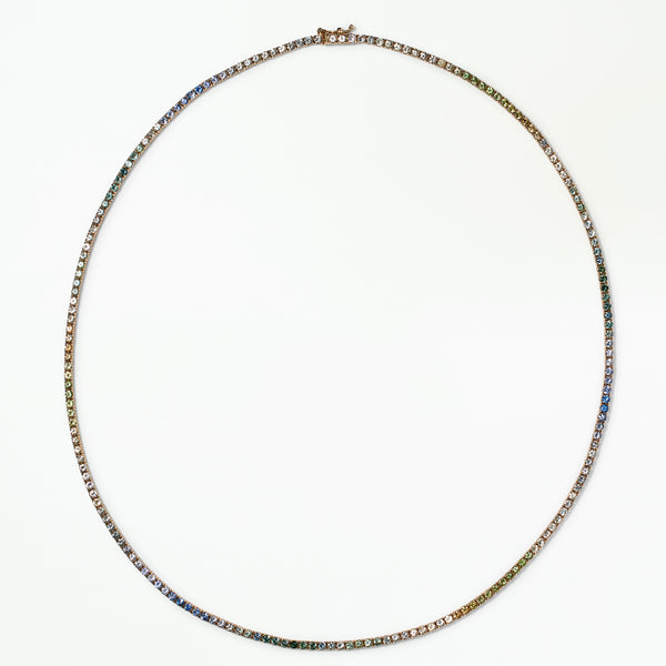 One of a Kind Sapphire & Tourmaline Tennis Necklace