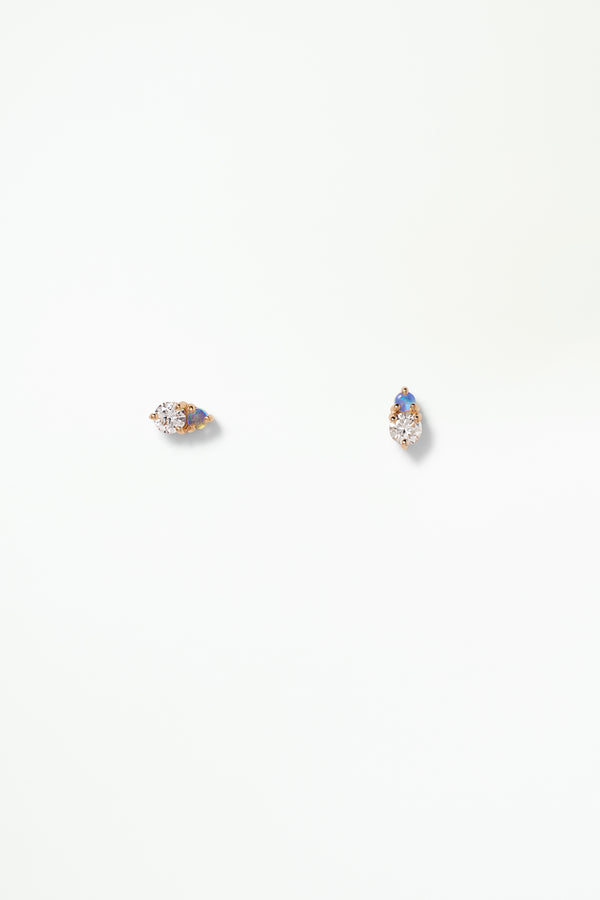 Diamond and Opal Classic Stud Earring - Single
