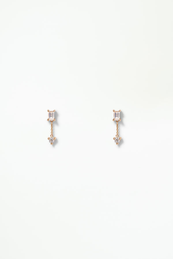 Fancy Diamond Two-Step Chain Earring - Single