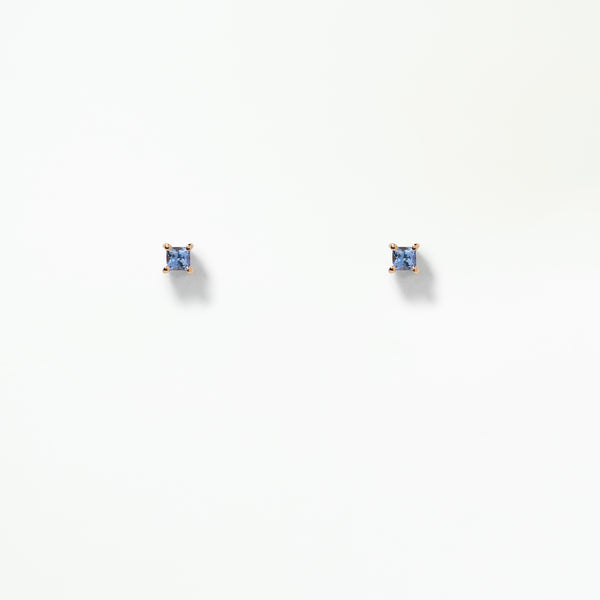 Princess Cut Sapphire Stud Earring - Flat Back - Single